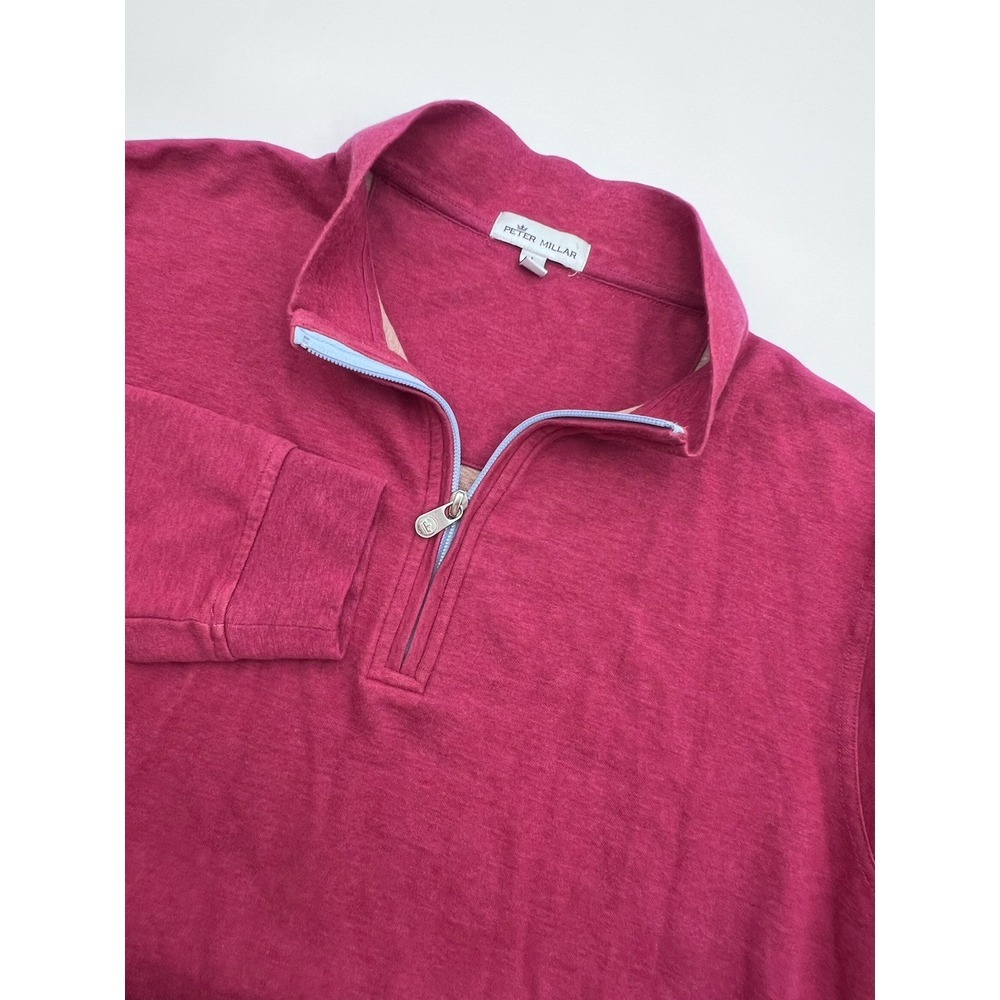 Peter Millar Crown Comfort Interlock 1/4 Zip Golf Pullover‎ Dark Pink Men Size L